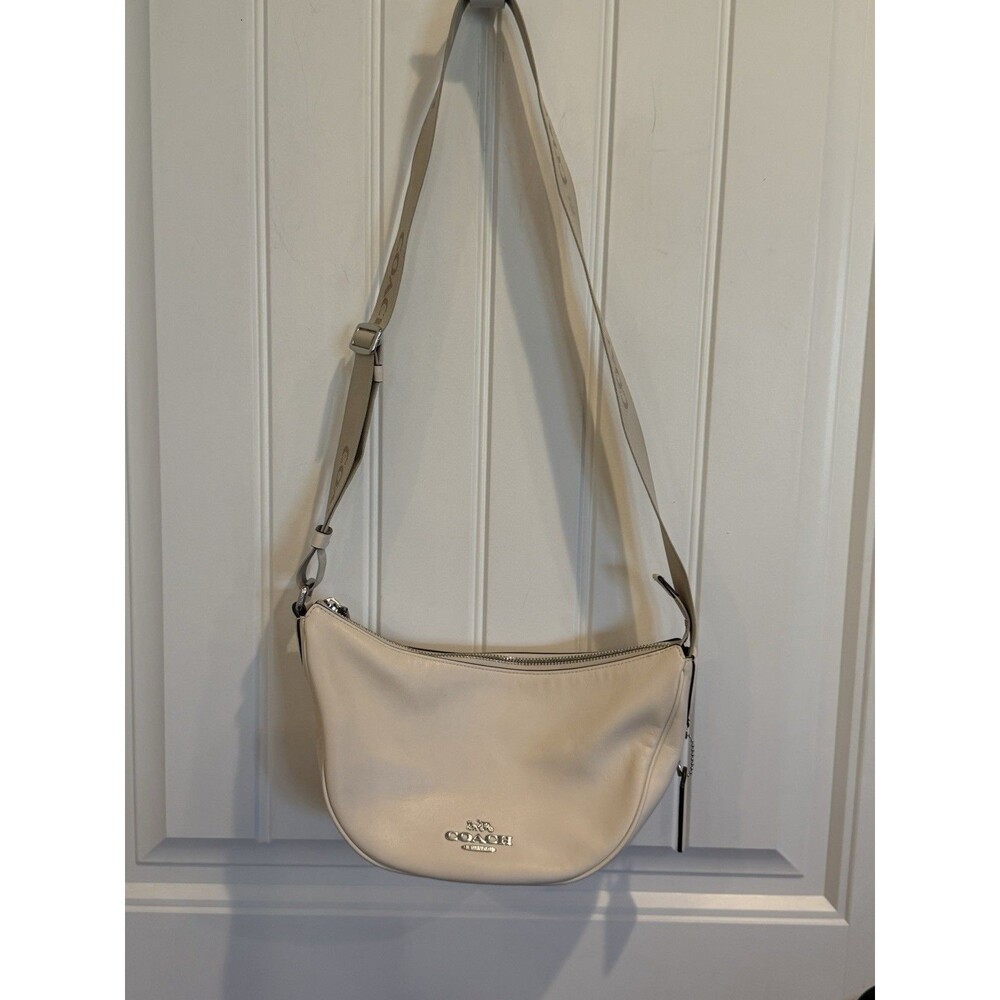 Coach Pace CT644 Chalk Leather Shoulder Crossbody Bag Adjustable Logo Strap